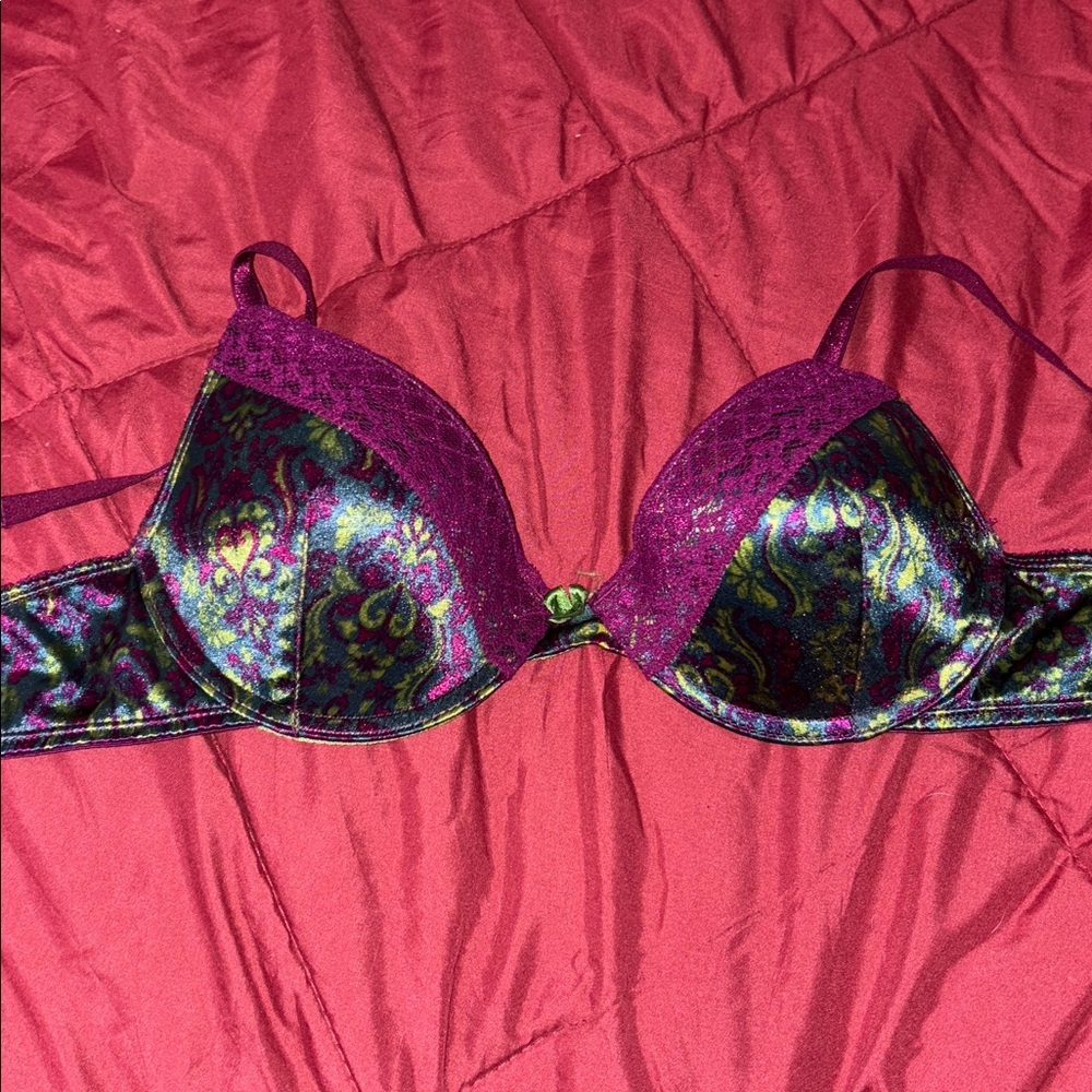 Flirtitude Purple and Green Paisley Patterned Bra